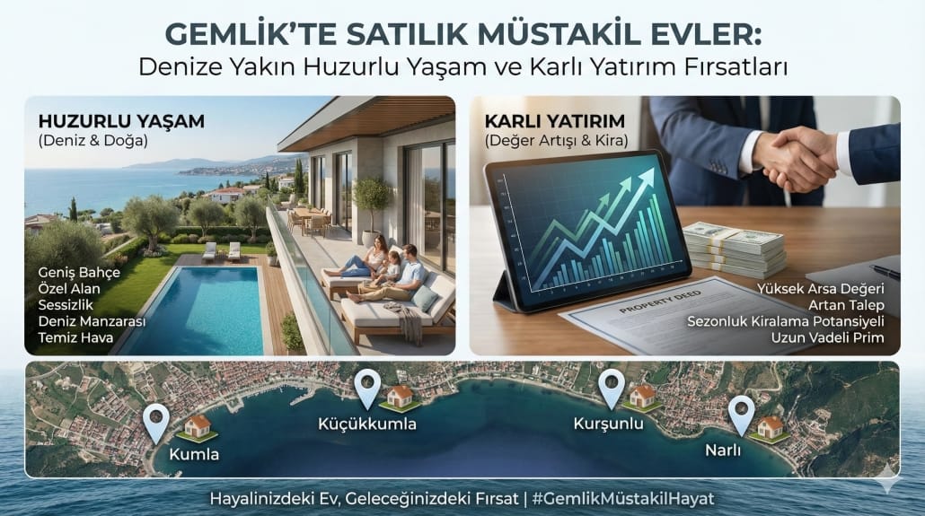 Gemlik'te Satılık Müstakil Evler Denize Yakın Huzurlu Yaşam ve Karlı Yatırım Fırsatları Gemlik'te Satılık Müstakil Evler Denize Yakın Huzurlu Yaşam ve Karlı Yatırım Fırsatları
